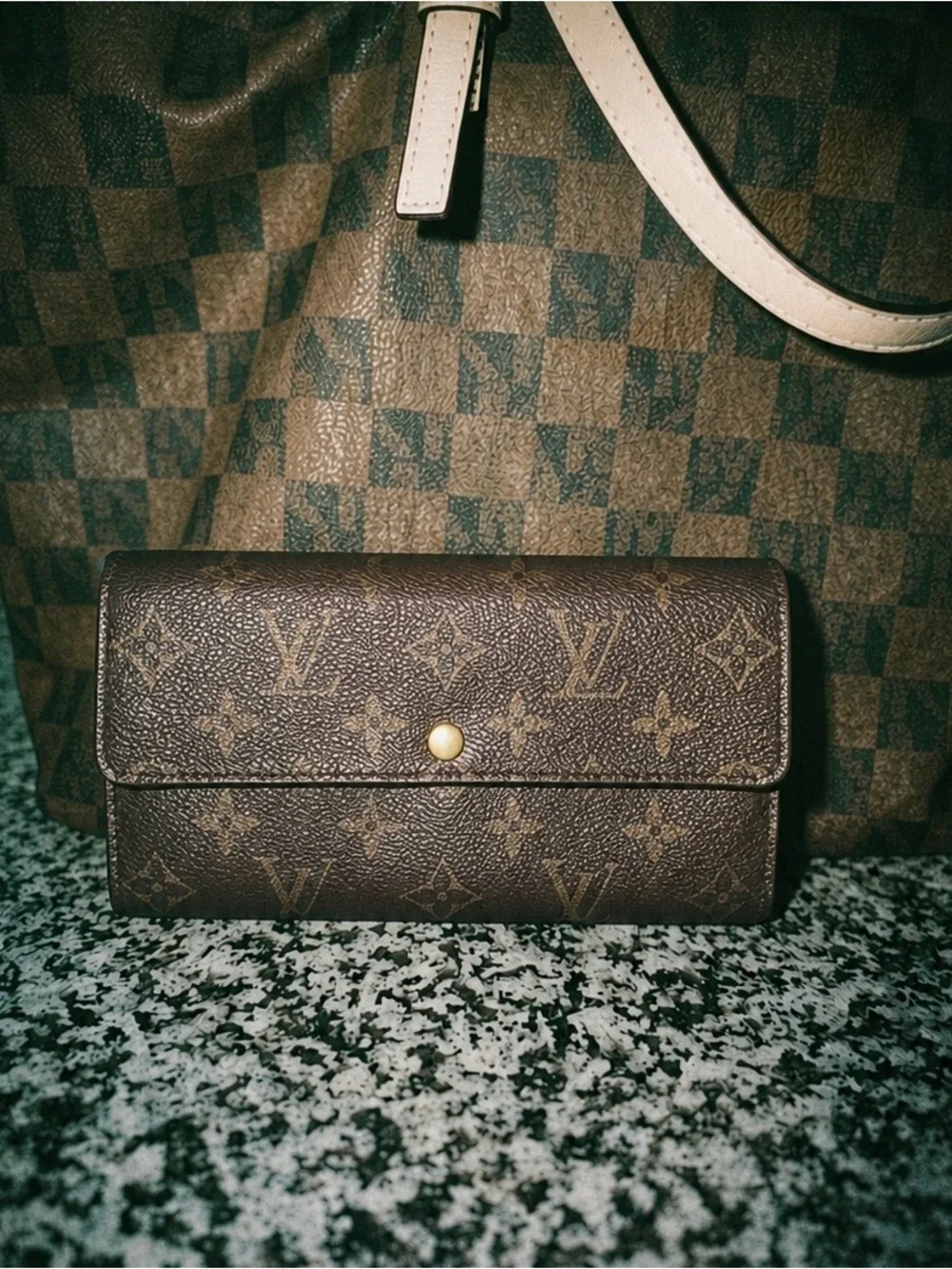 Louis Vuitton Monogram Continental Wallet in Dark Brown with Gold Snap
